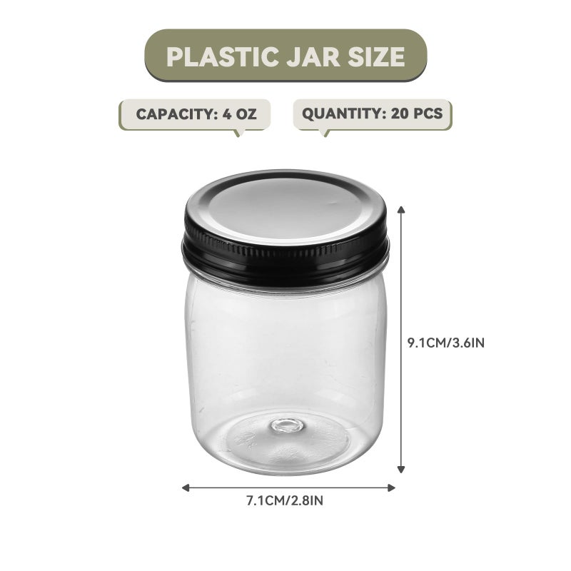 novelinks 4 Ounce Clear Plastic Jars with Black Lids - Refillable Round Clear Containers Jars Storage Containers for Kitchen & Household Storage - BPA Free (40 Pack) - Image 4